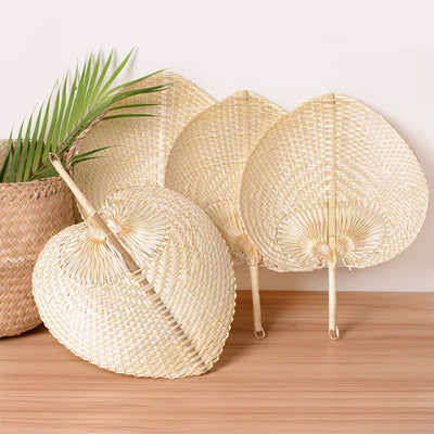 Hand Woven Bamboo Fan with Peach Shape for Enjoying Cool