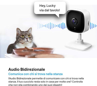 Telecamera Wi-Fi Interno Tapo C110, Videocamera Sorveglianza 2K(3MP), Visione Notturna, Audio Bidirezionale, Modalità Privacy, Notifiche in Tempo Reale Del Sensore Di Movimento