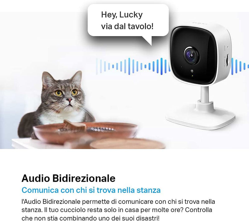 Telecamera Wi-Fi Interno Tapo C110, Videocamera Sorveglianza 2K(3MP), Visione Notturna, Audio Bidirezionale, Modalità Privacy, Notifiche in Tempo Reale Del Sensore Di Movimento