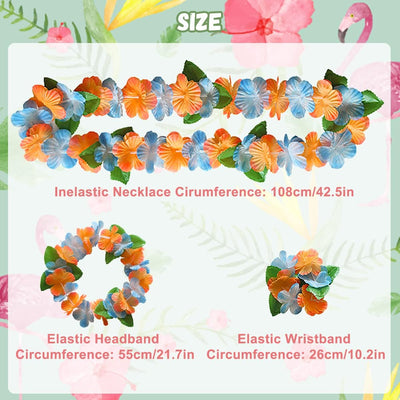 32 Pezzi Decorazioni Hawaiane Leis, Collana Fiori Braccialetti Fascia per Capelli, Festa Spiaggia Tema Tropicale Bar Notturno Vacanze, Unisex