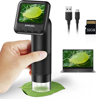 Microscopio Digitale Palmare LCD, Microscopio Portatile Tascabile 800X Con Luci a LED Microscopio Elettronico Con Lente D'Ingrandimento, Handy-Mikroskop, USB a PC Inclusa Scheda SD E Vetrini Campione