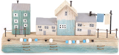 Shabby Chic - Decorazione per Casa Marina/Porto, in Legno, Colore: Naturale, Blu, Bianco, Verde, 38 Cm