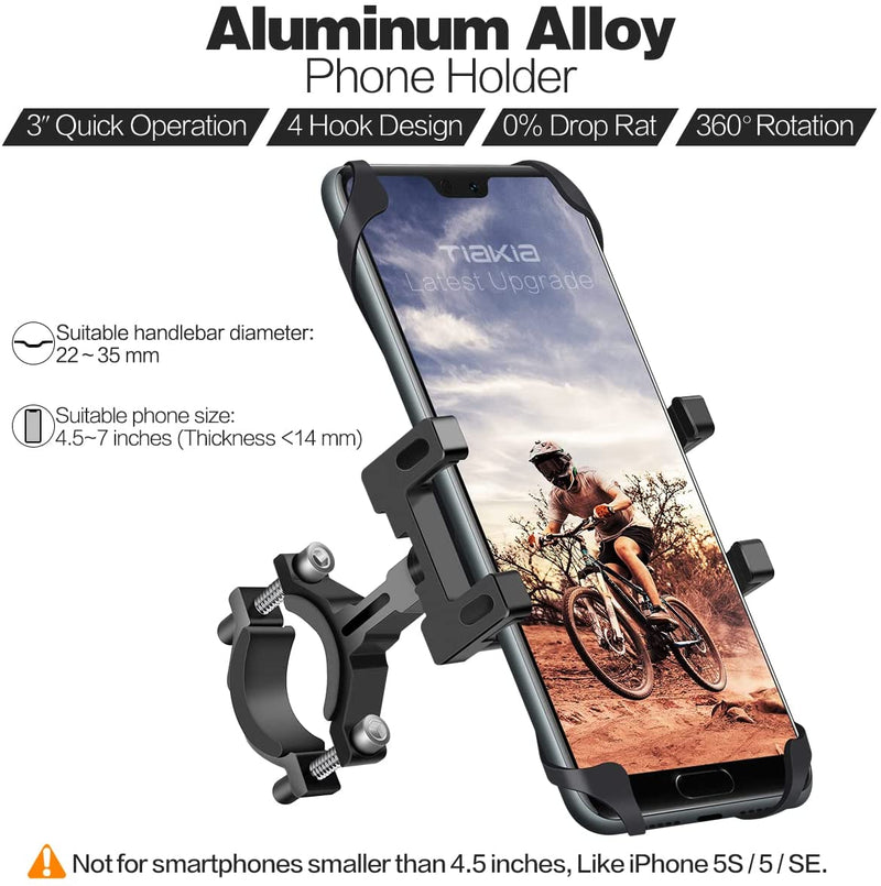 Supporto Telefono Bicicletta, Supporto Bici Smartphone in Metallo, Porta Cellulare Bici Universale per 4.7-7.2 Pollici Smartphone, Porta Cellulare Moto Rotazione a 360°, per Manubrio 22-33Mm