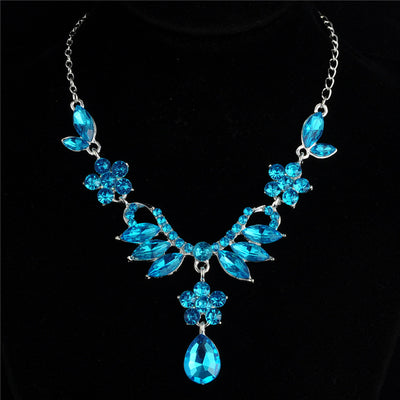 Foreign Trade Explosion Bride Alloy Diamond Necklace Earrings Set Wedding Jewelry and Jewelry Accessories