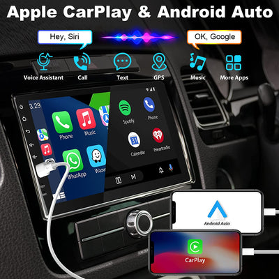 Autoradio Bluetooth 1 Din Compatibile Apple Carplay, 9 Pollici Stereo Auto Touch Screen Supporta Bluetooth Vivavoce/Am/Fm Radio/Mirror Link/Usb/Telecamera Posteriore/Microfono