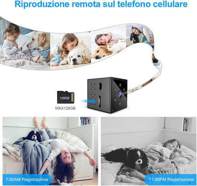 Telecamera Spia, 1080P HD Telecamera Nascosta Wifi Senza Fili Microcamera per Casa Lunga Durata Batteria Mini Videocamera Sorveglianza Interno Con Visione Notturna Rilevamento Di Movimento