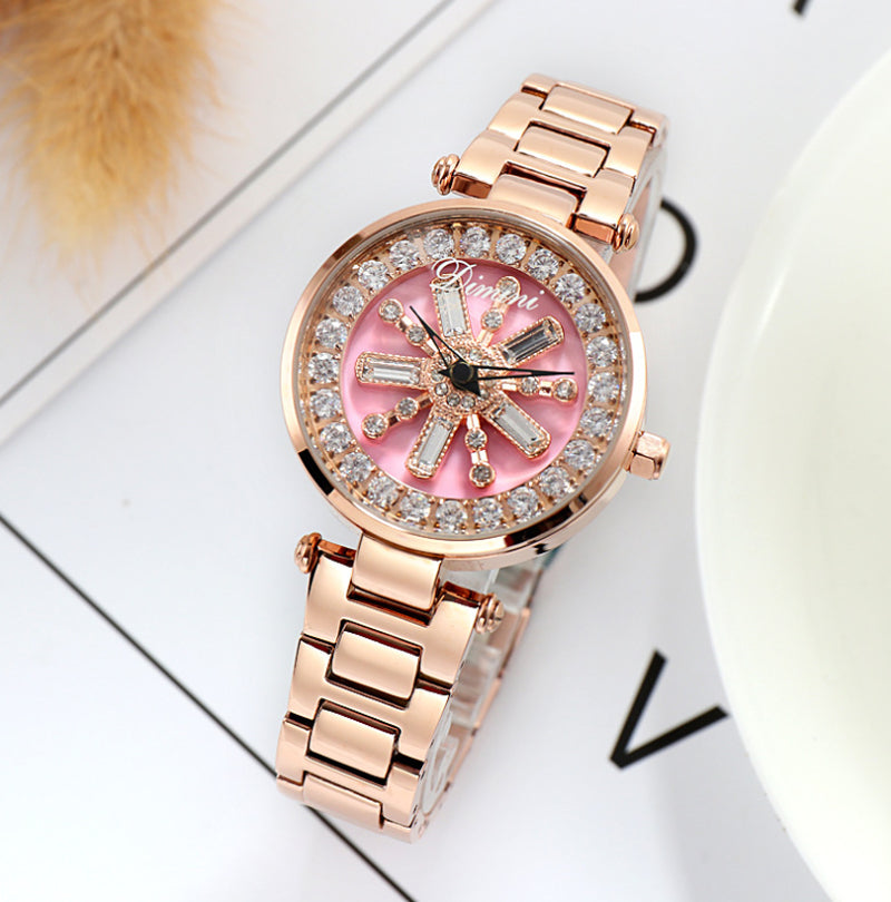 Time to Run Rhinestone Steel Belt Fashion Trend Student Fashion Watch Watch Female