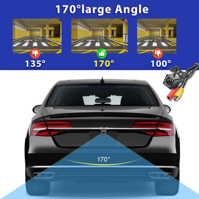 Telecamera Di Retromarcia per Auto, Telecamera Posteriore Con Visione Notturna a 12 LED, Grandangolo 170°, Impermeabile IP66, 12V Adatto per Auto, Camion, SUV, Camper, Furgoni (Cavo Video 6M)