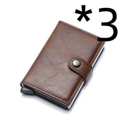 RFID Anti-Theft Men Vintage Wallet Aluminum Metal Purse Leather Cover