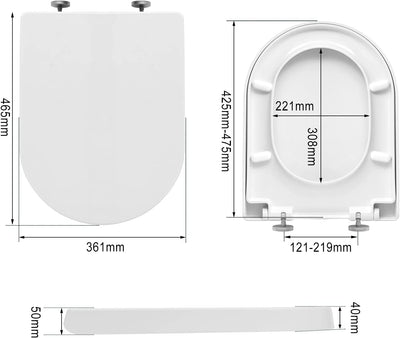 WS2543 Sedile WC Copriwater Chiusura Ammortizzata Soft Close Toilet Seat Bagno in Plastica Antibatterico Bianco