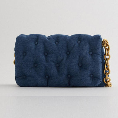 Blue Oversized Denim Quilted Shoulder Bag