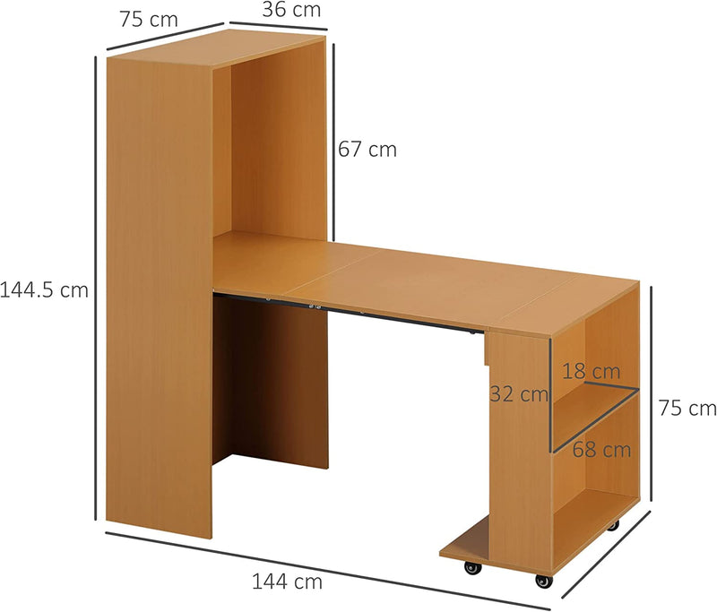 Tavolo Pieghevole Da Pranzo Max 3 Persone per Spazi Limitati, in Truciolato E Acciaio, 75X144X144.5 Cm, Color Legno