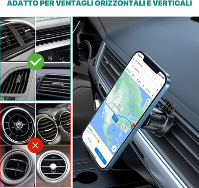 Porta Cellulare Auto Magnetico, Supporto Telefono Auto Calamita【Per Presa D'Aria】 Dell'Auto Porta Smartphone Universale, Compatibile Con Iphone 14/Iphone 13 E Samsung E Xiaomi