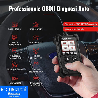 CDL20 Diagnosi Auto Tutte Autodiagnosi OBD2/ EOBD Con Funzioni OBDII Odb2 Diagnostica in Italiano Del Motore Strumento Diagnostica per Autoveico