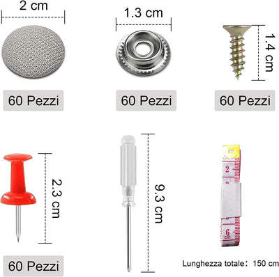 60 Paia Vite per Riparazione Tetto Auto.Pulsante per Strumento Di Riparazione Tetto Interno Dell'Automobile.Riparazione Rivetti Pulsante a Auto Tetto.Tappezzeria Auto.Puntine per Cielo Auto (Grigio)