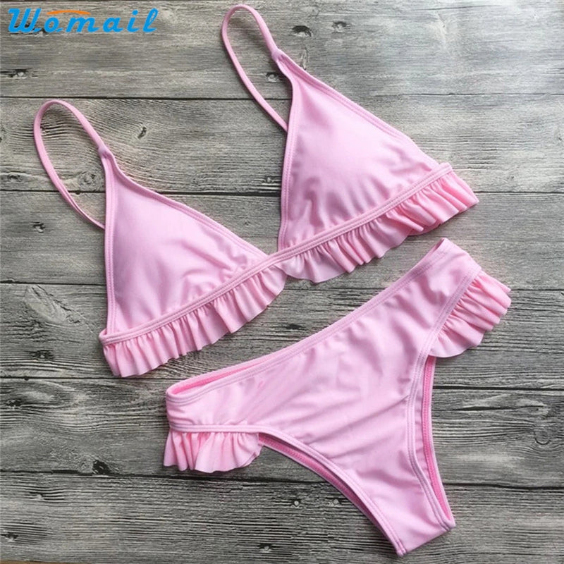 Womail Suit Bikini Swimwear Women Push-Up Padded Bra Beach Bikini Set Swimsuit Swimwear 2021 Drop Shopping 1PC