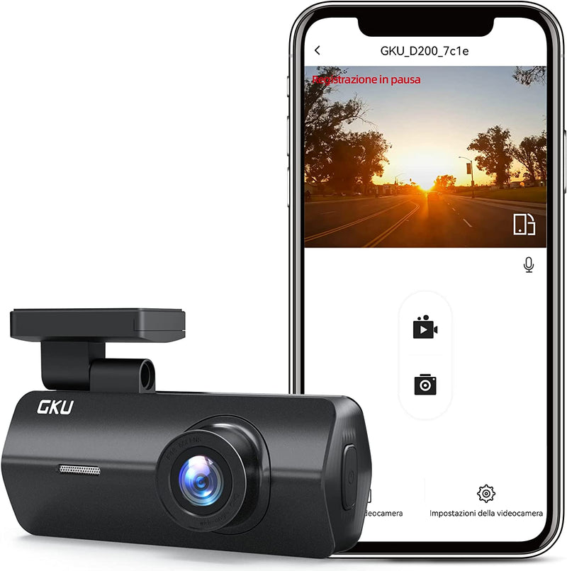 Dash Cam Wifi  Telecamera per Auto Full HD 2.5K 1600P E Super Visione Notturna, WDR, Design Ultracompatto, Grandangolo Di 170°, G-Sensor, Registrazione in Loop, 24H Monitor Di Parcheggio,Max 128G