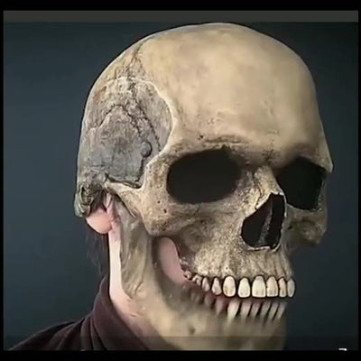 Full Head Skull Mask Helmet with Movable Jaw 3D Skeleton Skull Horror Mask Adults Cosplay Costume