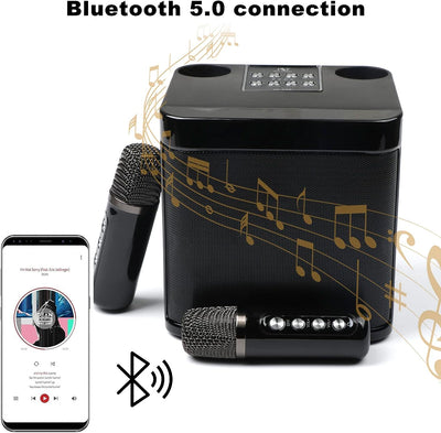 Cassa Karaoke Con 2 Microfoni Karaoke Professionale Completo Senza Fili Altoparlante Portatile Wireless per Feste Attività Campeggio Supporta AUX Scheda USB/TF