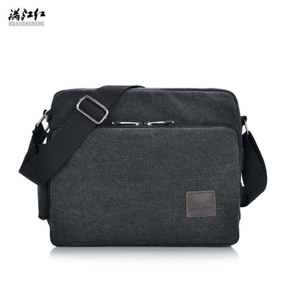 Manjianghong New Canvas Bag Bag Bag Retro Trend of Men'S Business Metrosexual Inclined Shoulder Bag Foreign Trade Package