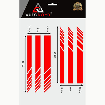 Confezione Adesivi per Specchietti Retrovisori Car Stripes Strisce Design Confezione Da 6 Unità Con Diverse Larghezze per Auto (Rosso)