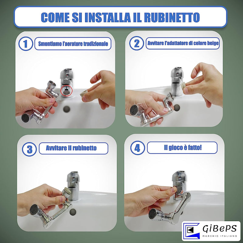 Prolunga Rubinetto Bagno 1080 Gradi - Fontana Universale per Lavandino Snodabile per Cucina E Bagno - Aeratore Rubinetto Bagno Intelligente E Innovativo