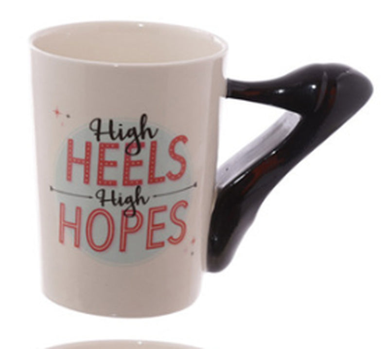 Cute Makeup Tools Mug Creative Boots High Heels Hair Dryer Scepter Handle Ceramic Mug