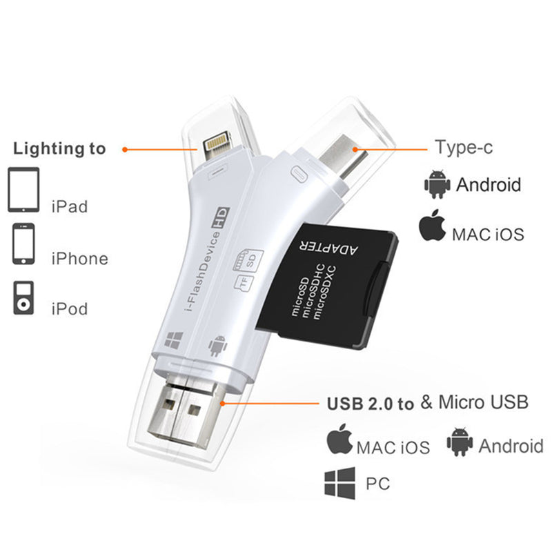 Mobile Phone Card Reader TF SD Multifunctional Four in One Universal