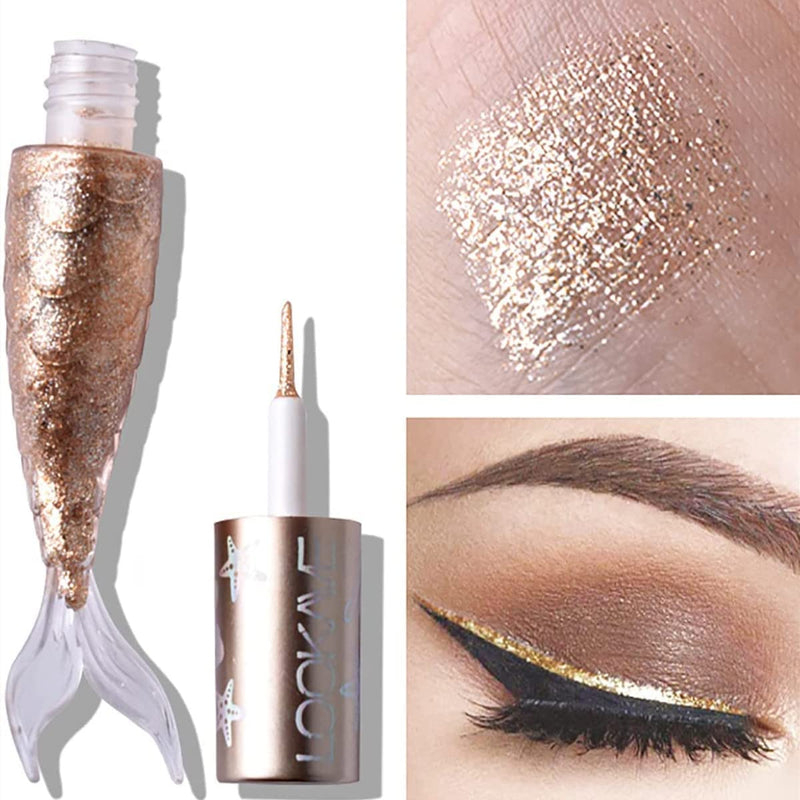 Set Di Eyeliner Con Glitter Liquido a 4 Colori, Eyeliner a Sirena Con Diamante Metallico Luccicante, Set Di Trucco per Eyeliner Colorato Scintillante a Lunga Durata Impermeabile