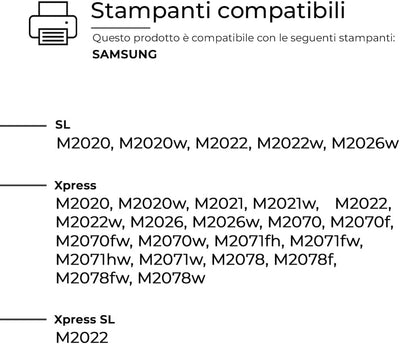 2 Toner Compatibile Con Samsung MLT-D111 MLT-D111S per Stampanti Samsung SL M2026W M2020W M2020 M2022 M2022W Xpress M2026 M2070 M2070F M2070FW M2071FH M2078 Versione Da 1800 Copie (2 Nero)