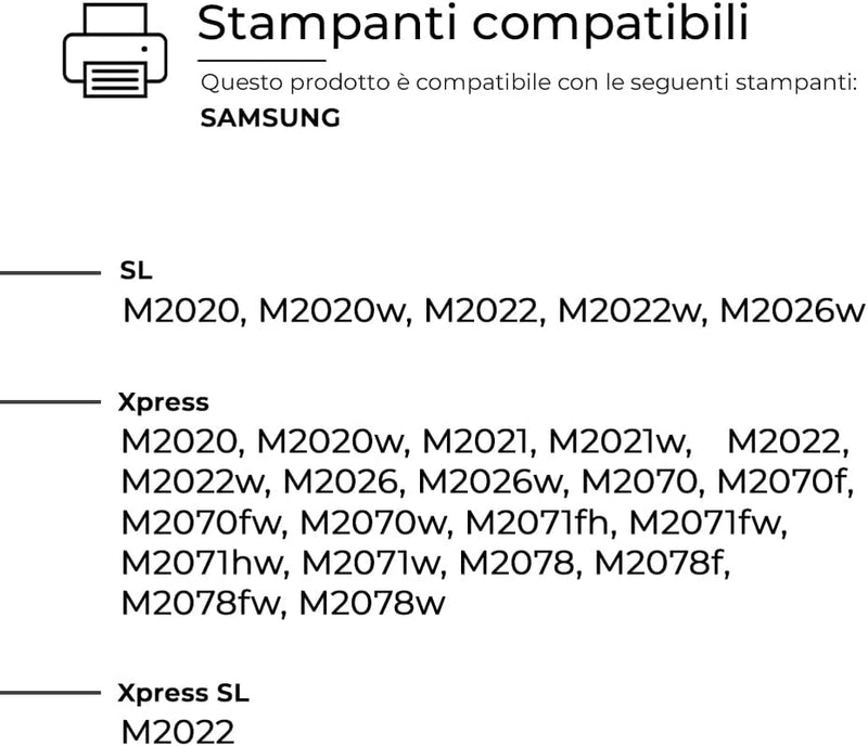 2 Toner Compatibile Con Samsung MLT-D111 MLT-D111S per Stampanti Samsung SL M2026W M2020W M2020 M2022 M2022W Xpress M2026 M2070 M2070F M2070FW M2071FH M2078 Versione Da 1800 Copie (2 Nero)