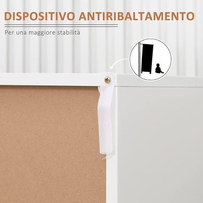 Mobiletto Basso in Truciolato E Metallo a 2 Ante Con Ripiano Regolabile a 2 Livelli, per Soggiorno, Ingresso E Cucina, 80X39X80 Cm, Bianco E Marrone