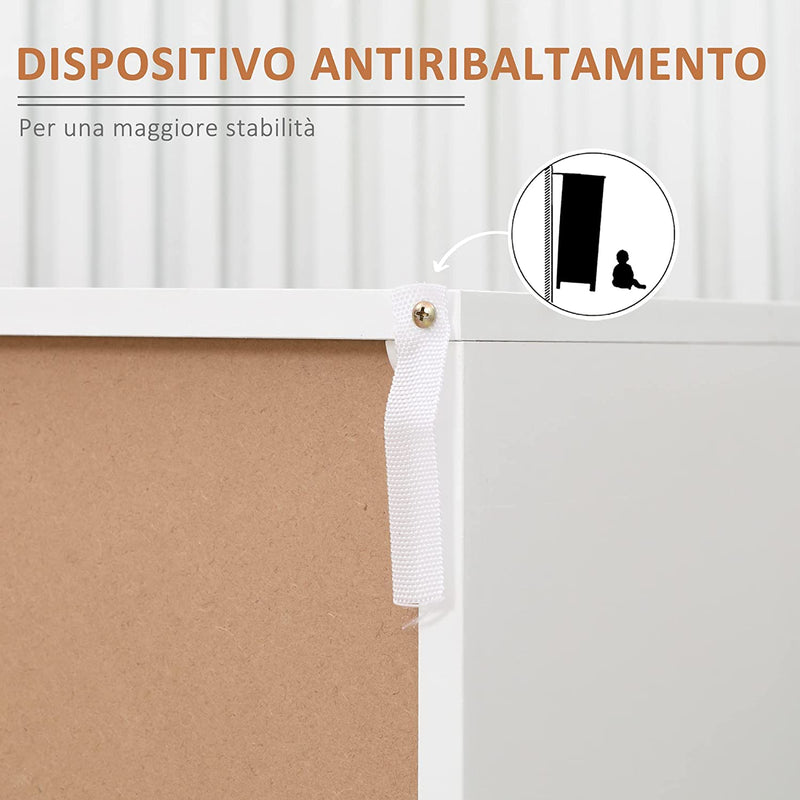 Mobiletto Basso in Truciolato E Metallo a 2 Ante Con Ripiano Regolabile a 2 Livelli, per Soggiorno, Ingresso E Cucina, 80X39X80 Cm, Bianco E Marrone