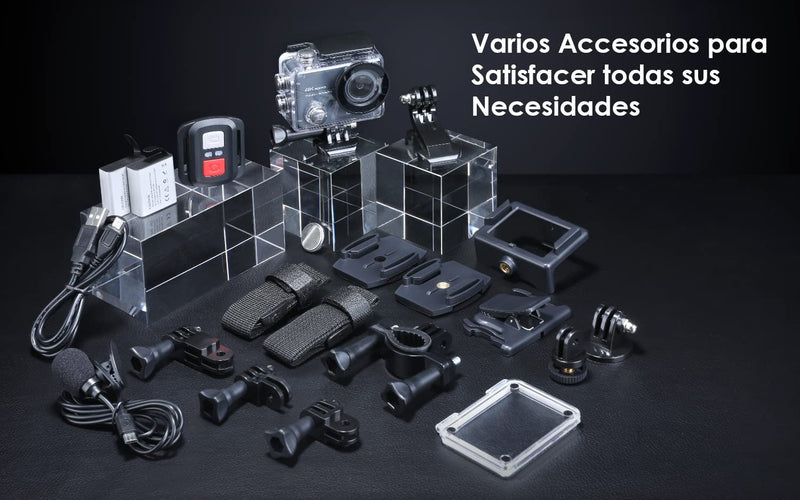 Action Cam Nativo 4K 60Fps 20MP Touch Screen Wi-Fi Videocamera Con Zoom 8X Nuova EIS Anti-Shake, Custodia Fotocamera Subacquea Impermeabile 40M, Regolabile Microfono Esterno, 2X1350Mah Batterie