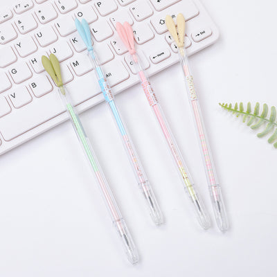 Cute Cartoon Small Fresh Luminous Rabbit Long Ears Signature Pen with Dust Plug Gel Pen, High-Quality Pen