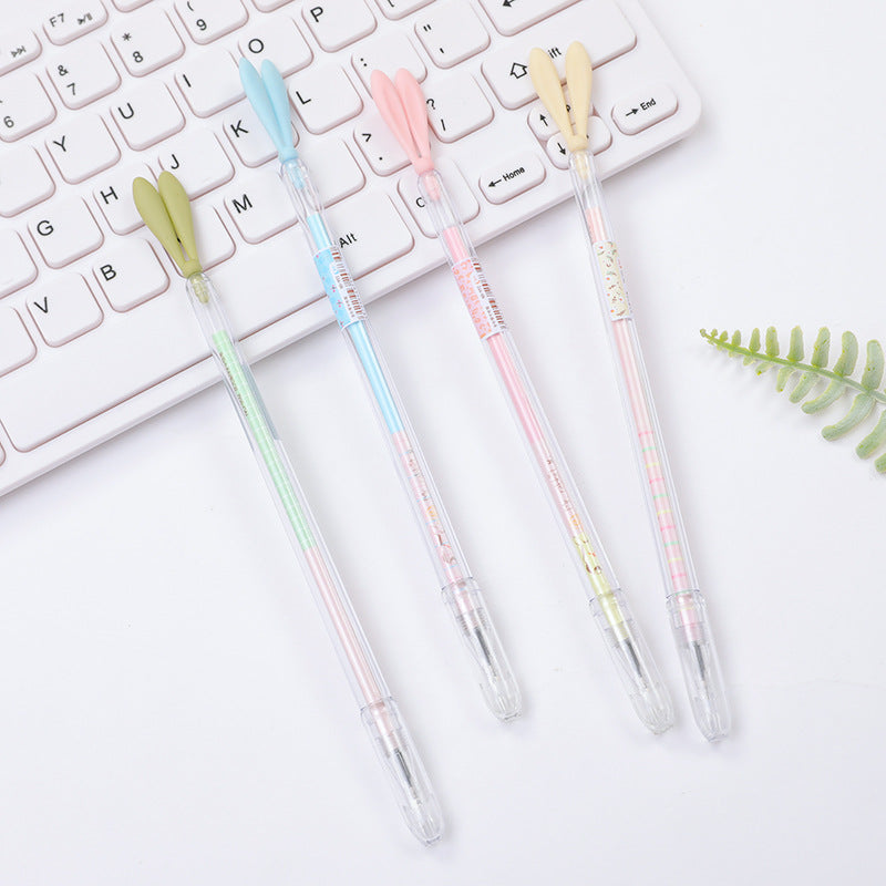 Cute Cartoon Small Fresh Luminous Rabbit Long Ears Signature Pen with Dust Plug Gel Pen, High-Quality Pen