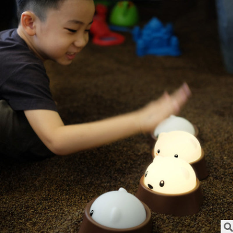 USB Chargeable LED Hamster Night Light Cute Patting Lamp Kid&