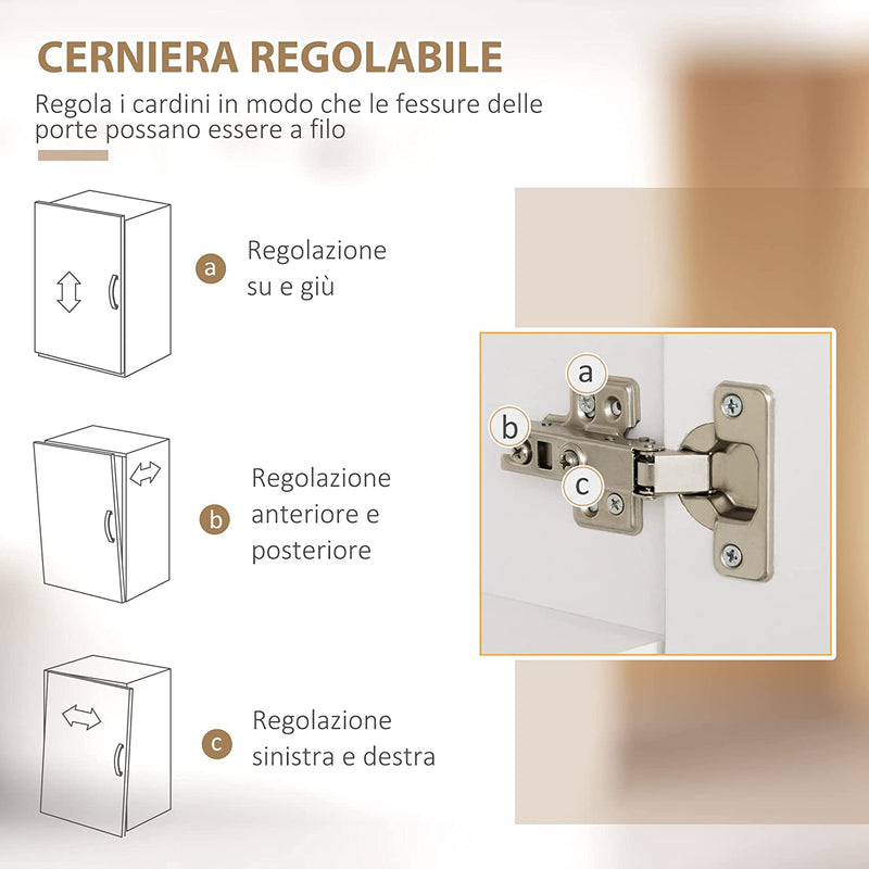 Dispensa Cucina in Truciolato E MDF Con Ripiani Aperti, Armadietti E Cassetto per Utensili Ed Elettrodomestici, 119X41X180 Cm, Bianco