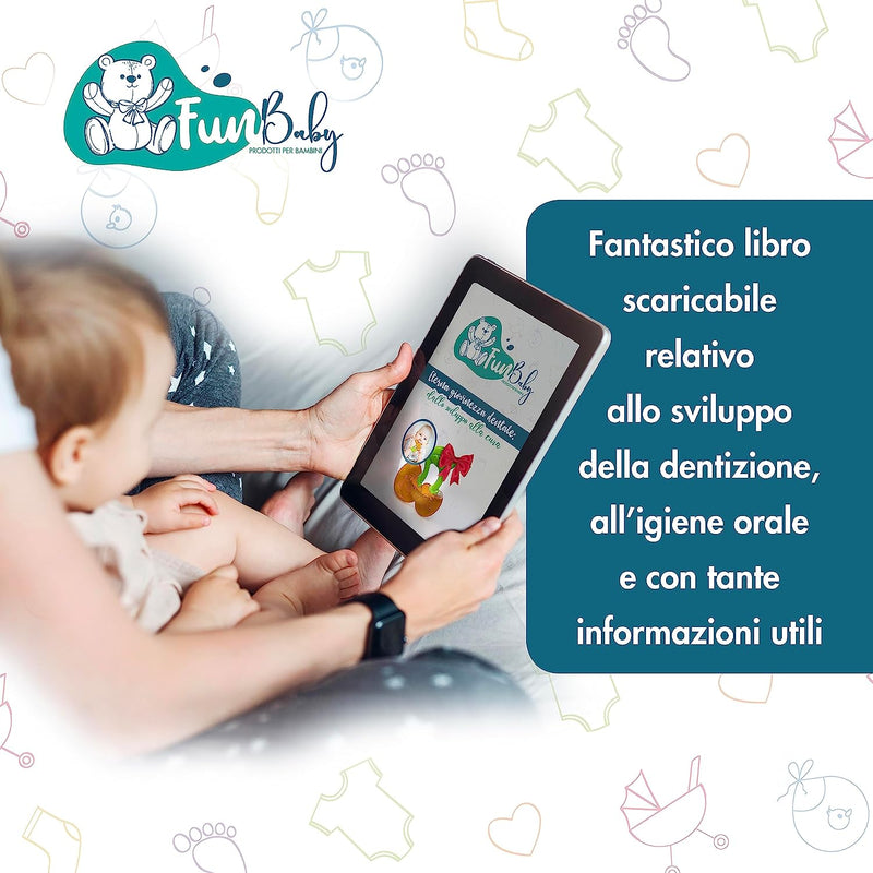 Funbaby Massaggia Gengive Neonati per Dentizione - Giochi Dentizione Neonato Morbido E Stimolante Con Ebook