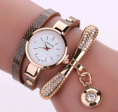 Thin Belt Fashion Ladies Watch Casual Three-Ring Winding Bracelet Watch Women'S Fashion Quartz Watch