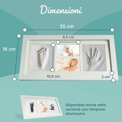 | Kit Cornice Impronta Neonato Con Calco in Gesso | Calco Impronta Mani E Piedi Neonati | Quadretti Cameretta Neonato