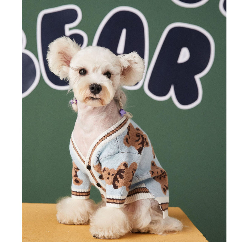 Dog Cat Sweater Preppy Style V-Neck Striped Vest Pet Puppy Winter Warm Clothes Apparel for Dogs Cats