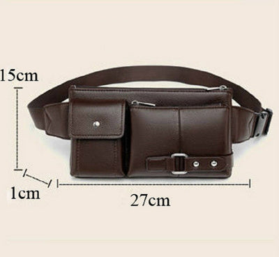 Men'S Belt Bag Classic Solid Color PU Leather Waist Bag Outdoor Leisure Travel Fanny Pack Purse