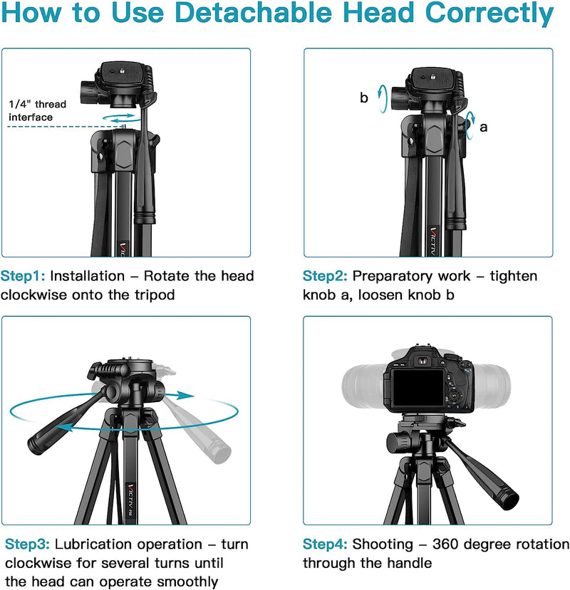 172Cm Treppiede Fotocamera, Treppiedi in Alluminio Leggero, Treppiede Smartphone per Iphone Con Supporto Telefonico E Telecomando Wireless, Con Testa Girevole a 3 Vie per Canon Nikon Sony DSLR