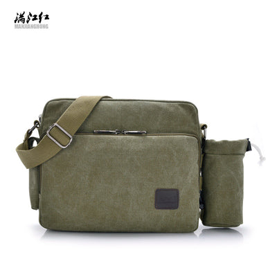 Manjianghong New Canvas Bag Bag Bag Retro Trend of Men'S Business Metrosexual Inclined Shoulder Bag Foreign Trade Package