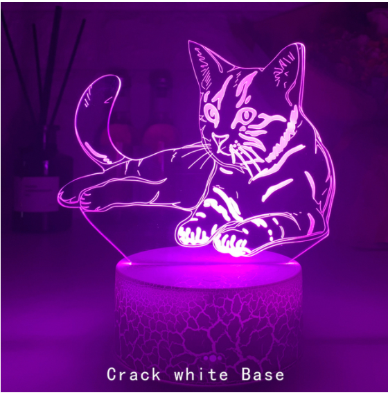 Cat Series 3D Desk Lamp USB Colorful Gradient Touch Remote Control Night Light