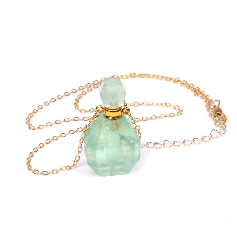 Perfume Bottle Crystal Pendant Necklace