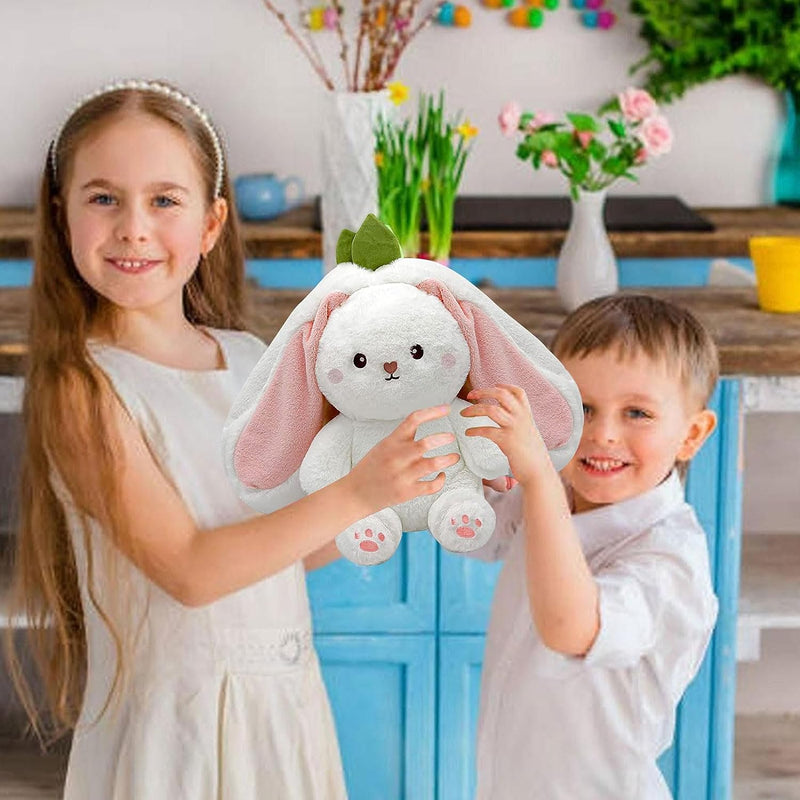 Animale Di Peluche Coniglio Nascosto, Morbido E Tenero Animale Di Peluche Coniglio E Carota, Cuscino per Di Carota Peluche, Cuddle Bunny Idea Regalo per Ragazzi E Ragazze (Fragola, 25 Cm)