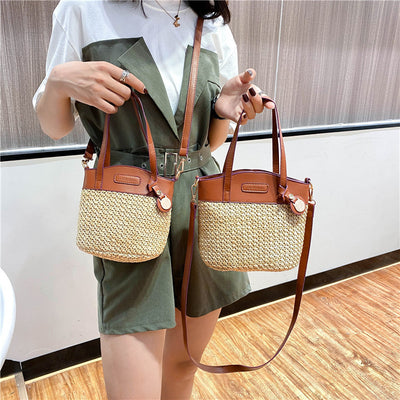 Fashion Straw Bag One-Shoulder Messenger Bag Portable Beach Bag