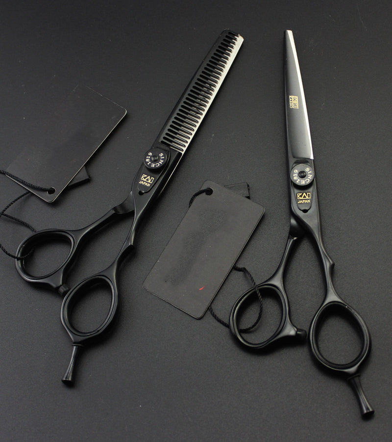 Black Hairdressing Scissors Straight Tooth Scissors